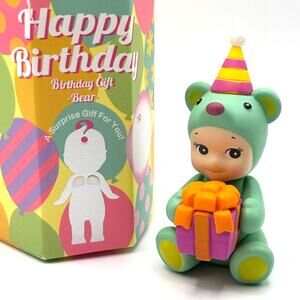 New Unbranded Kewpie/Angel Collectible Mini Figures, Green BD Bear Gift, Open Bx